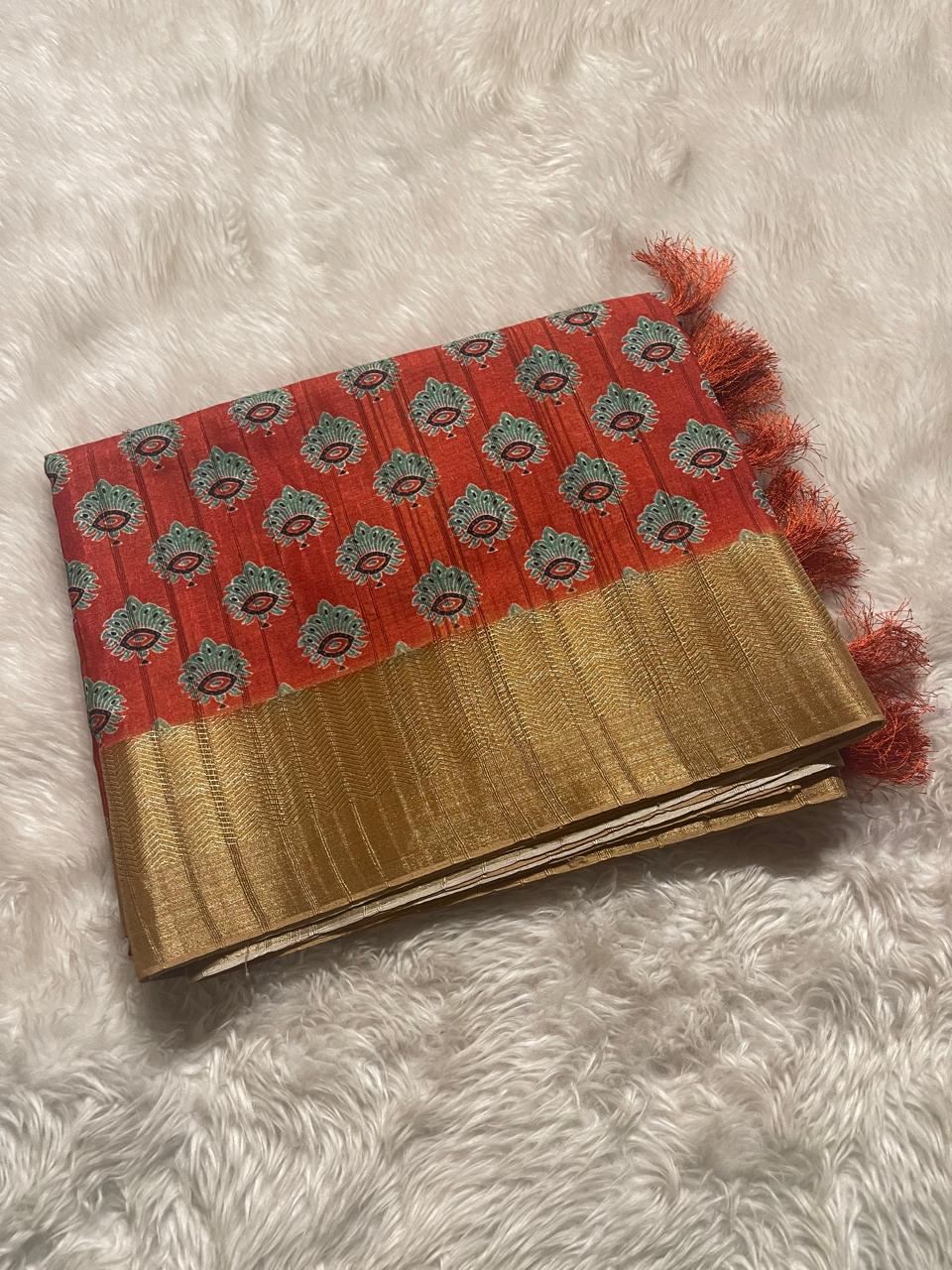 RATHI-ORANGE SAREE - Image 4