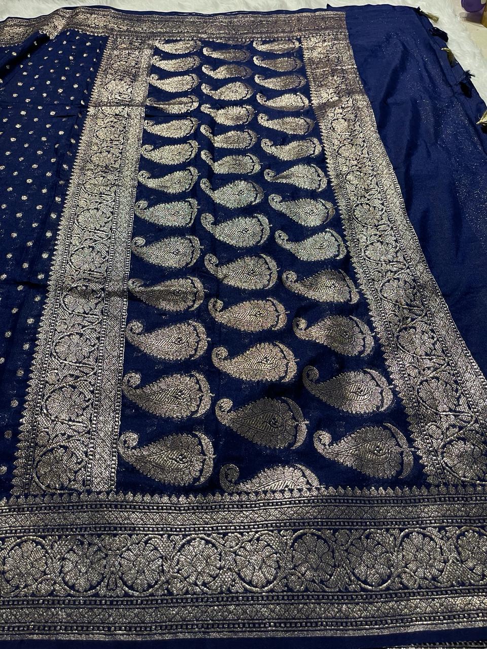 ROOP-NAVY BLUE SAREE - Image 6