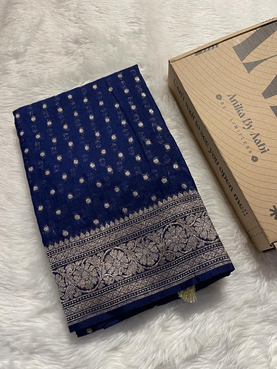 ROOP-NAVY BLUE SAREE - Image 7