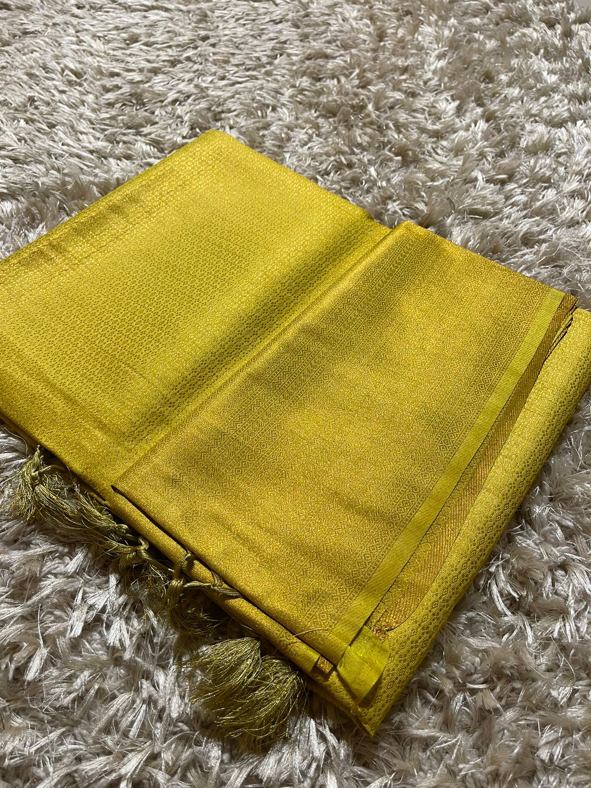 ROYAL AFFAIR-FLUORESCENT LIME BANARASI BROCADE SILK SAREE - Image 3