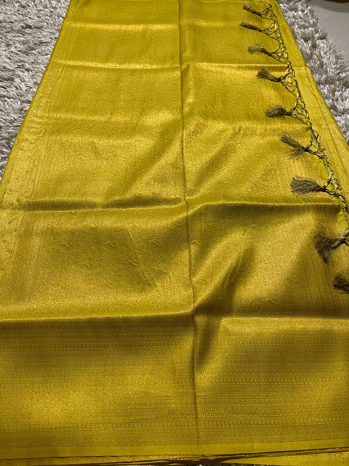 ROYAL AFFAIR-FLUORESCENT LIME BANARASI BROCADE SILK SAREE - Image 4