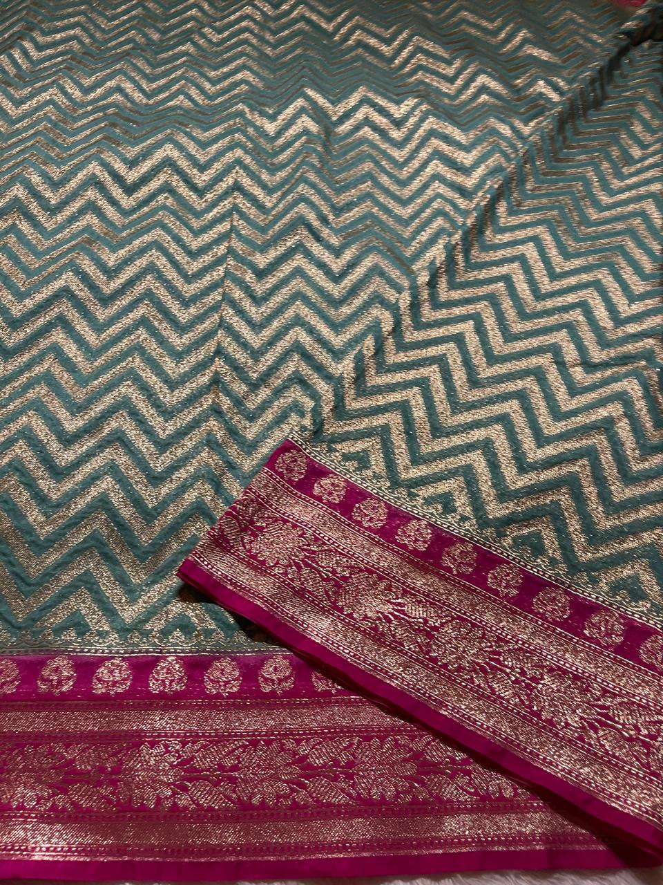 SITA GEORGETTE - TEAL PINK SAREE - Image 5