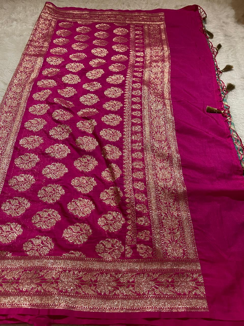 SITA GEORGETTE - TEAL PINK SAREE - Image 6