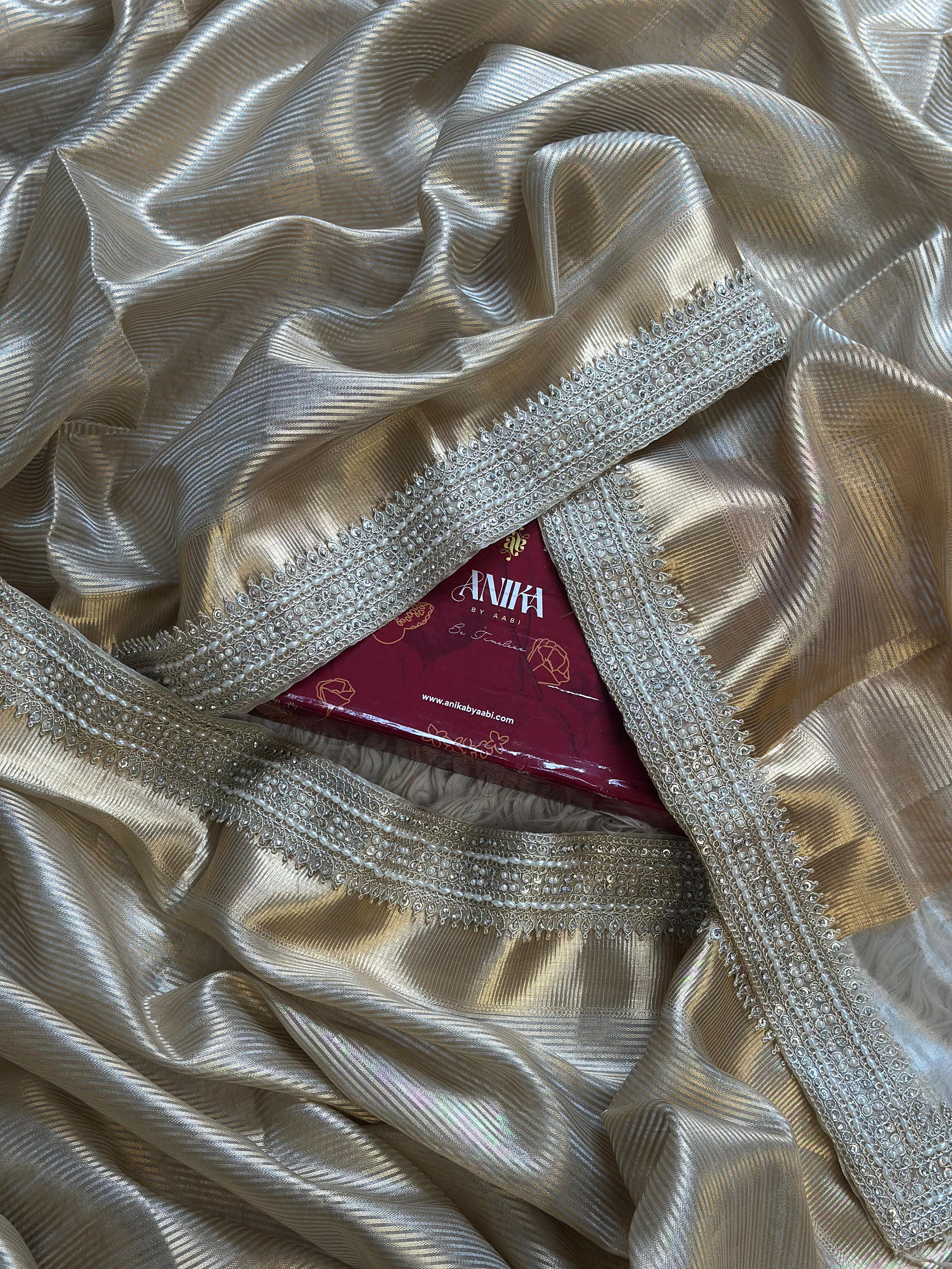 SONAKSHI - TISSUE LUXE - Banarasi silk saree in CHAMPAGNE GOLD - EXCLUSIVE EDIT - Image 6