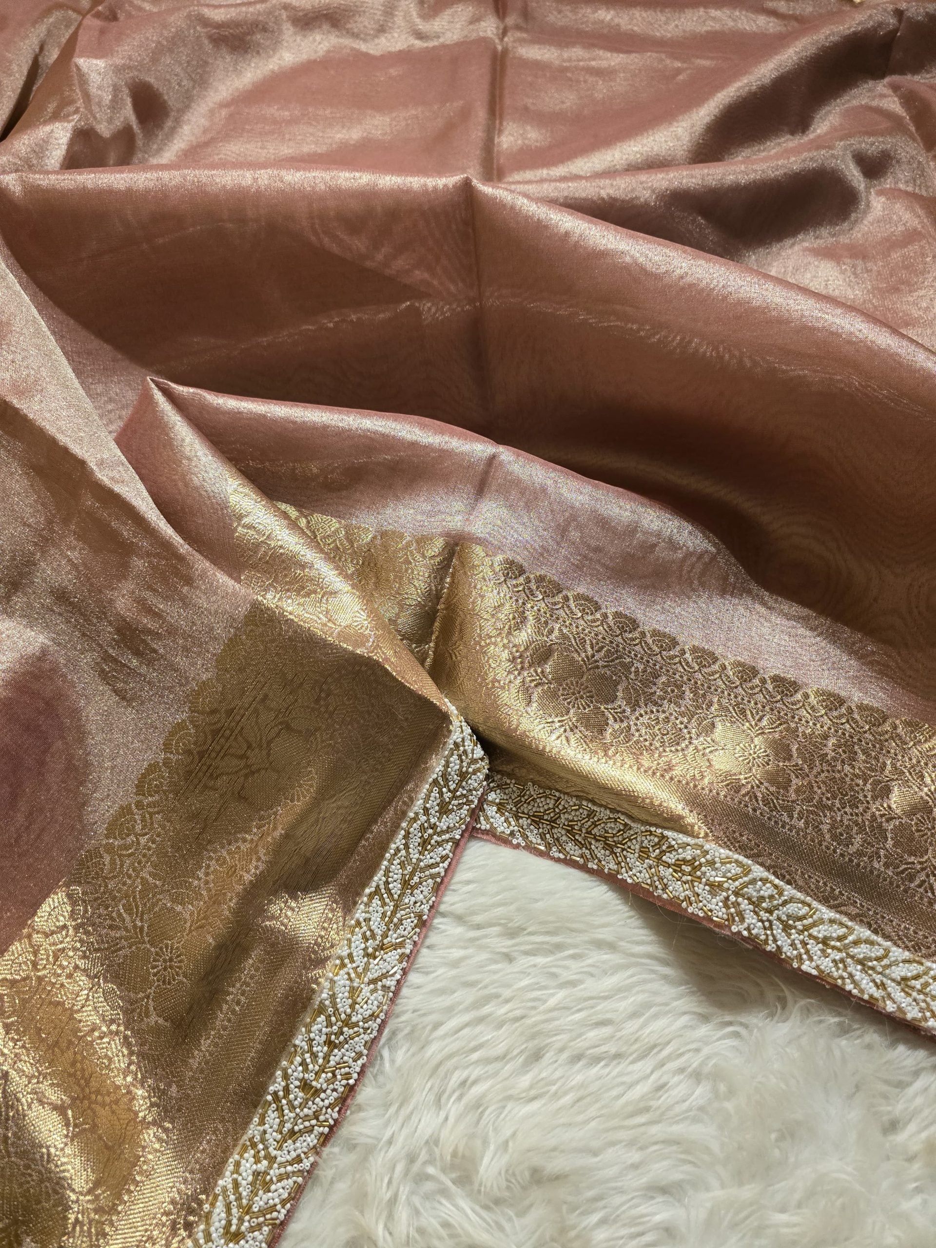 TISSUE BEATS-PASTEL PEACH SAREE - Image 3