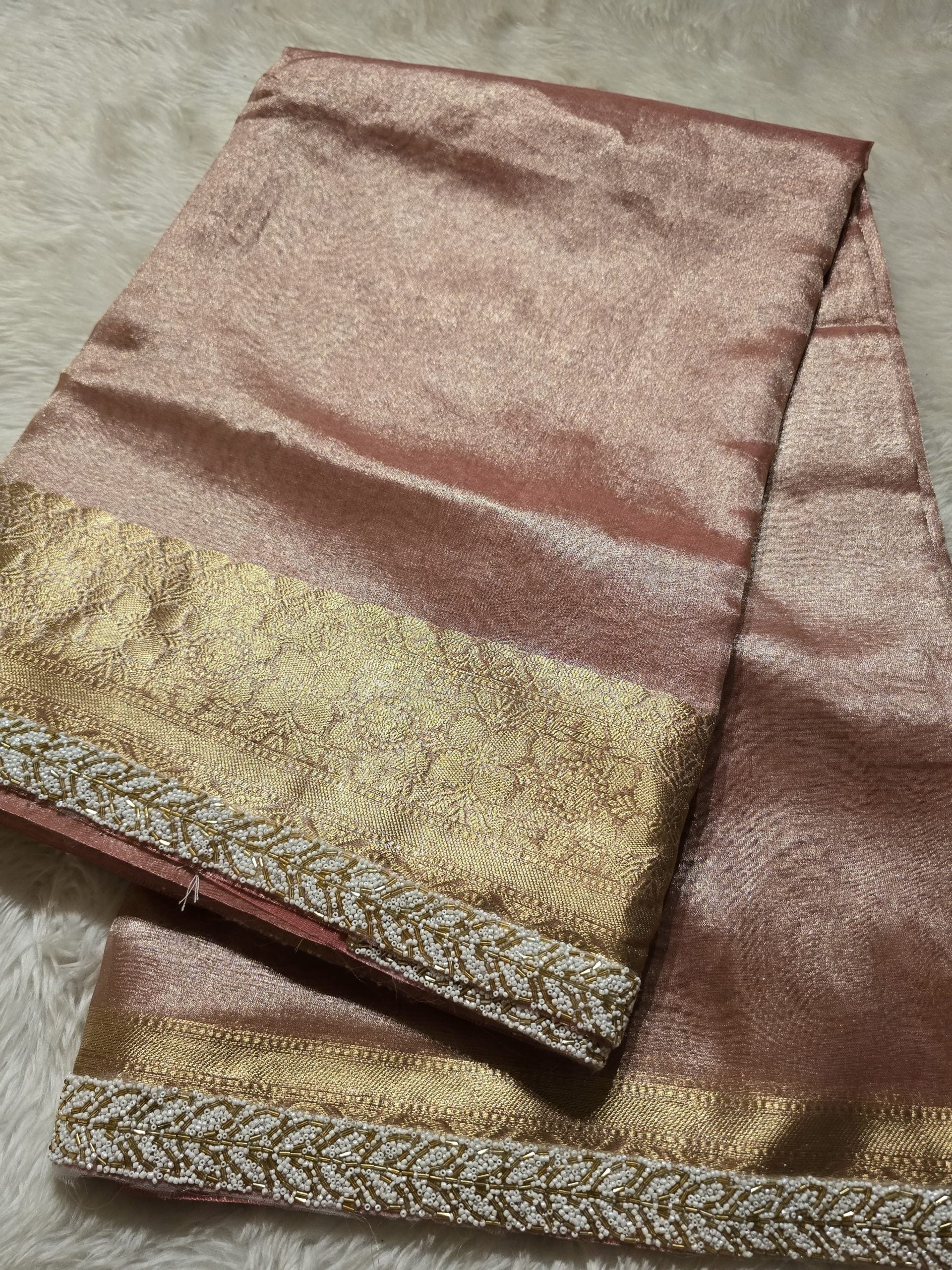 TISSUE BEATS-PASTEL PEACH SAREE - Image 4