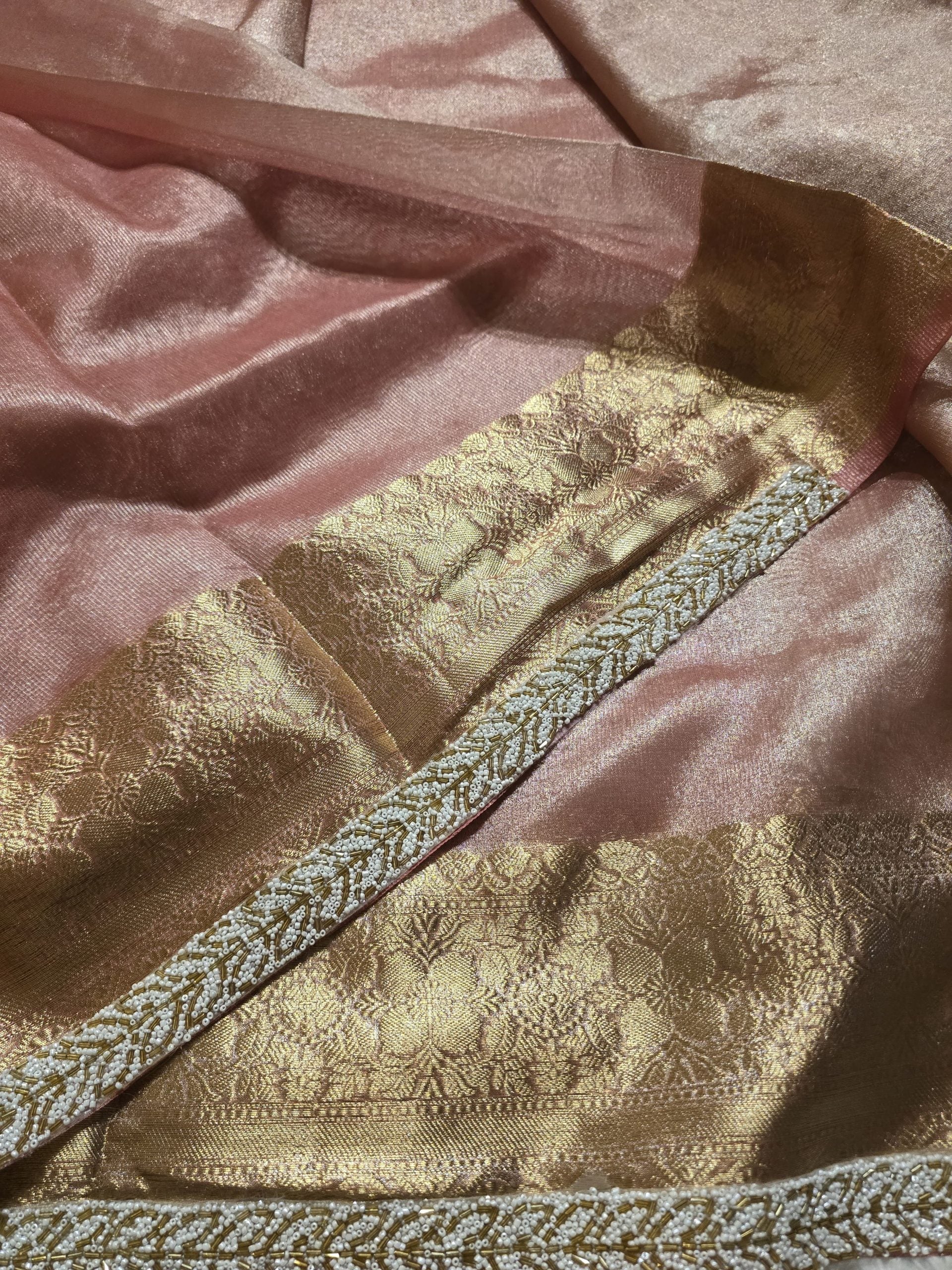 TISSUE BEATS-PASTEL PEACH SAREE - Image 5