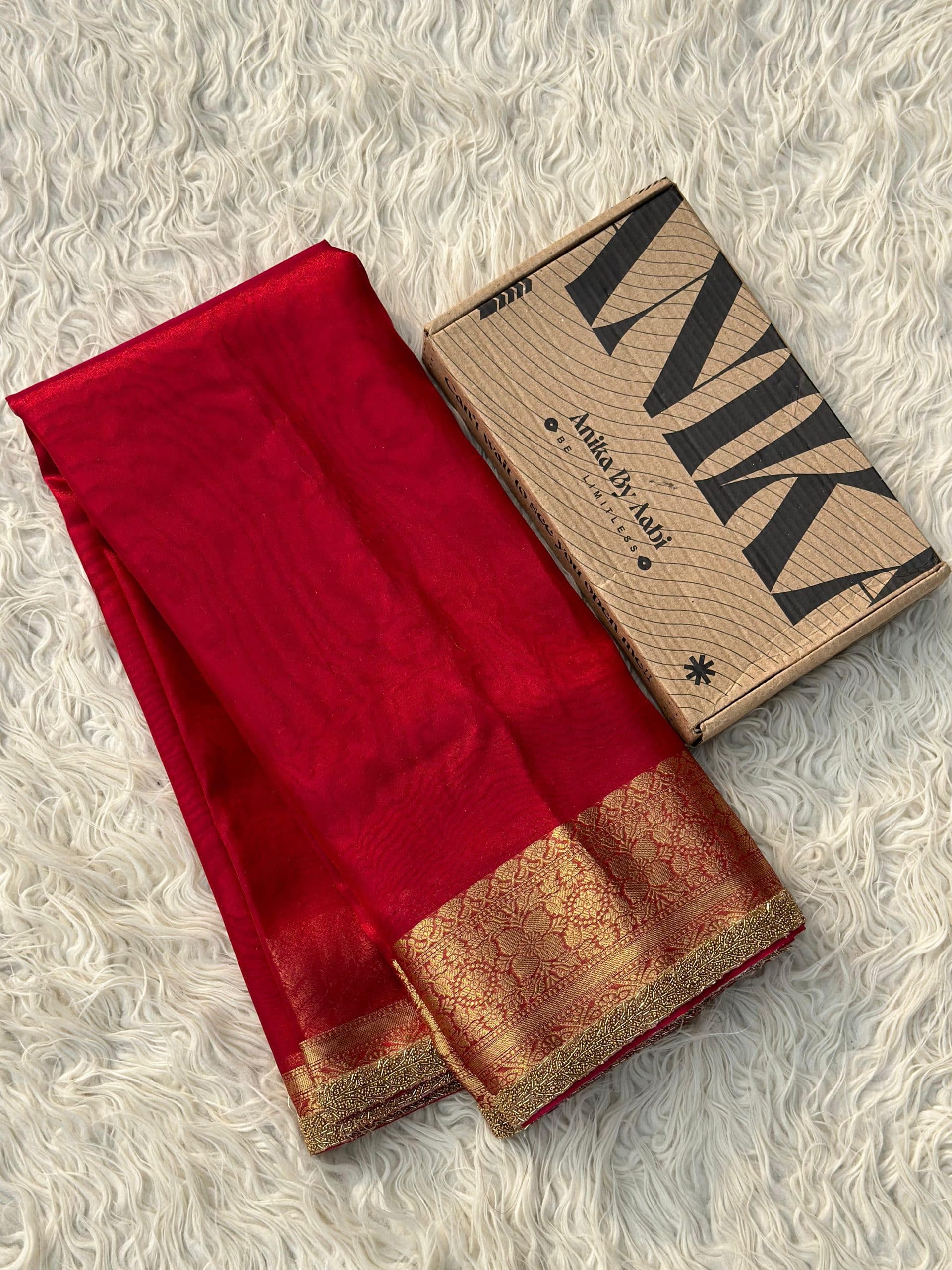 TISSUE BEATS-RED SAREE - Image 6