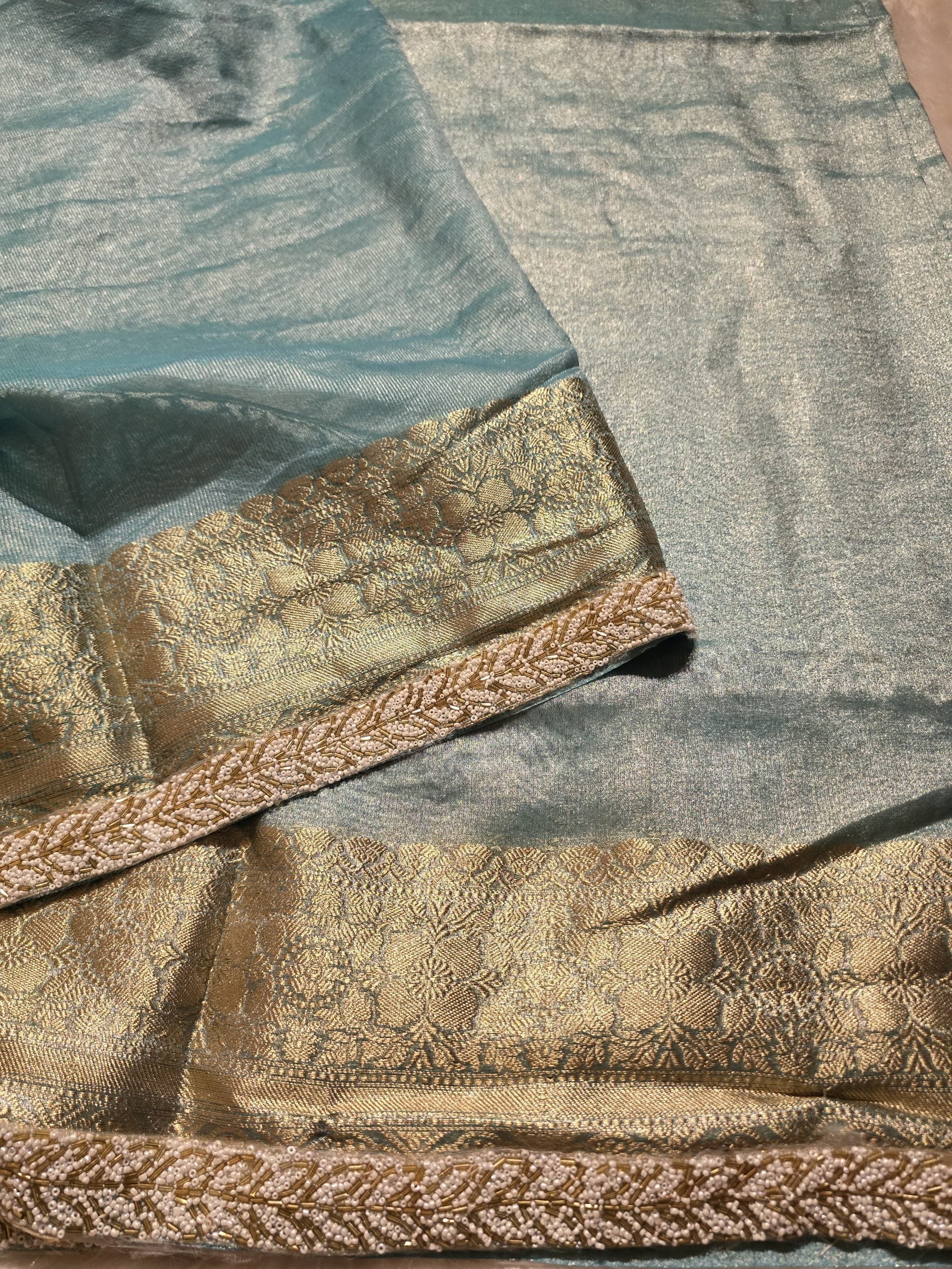 TISSUE BEATS-SKY BLUE SAREE - Image 3