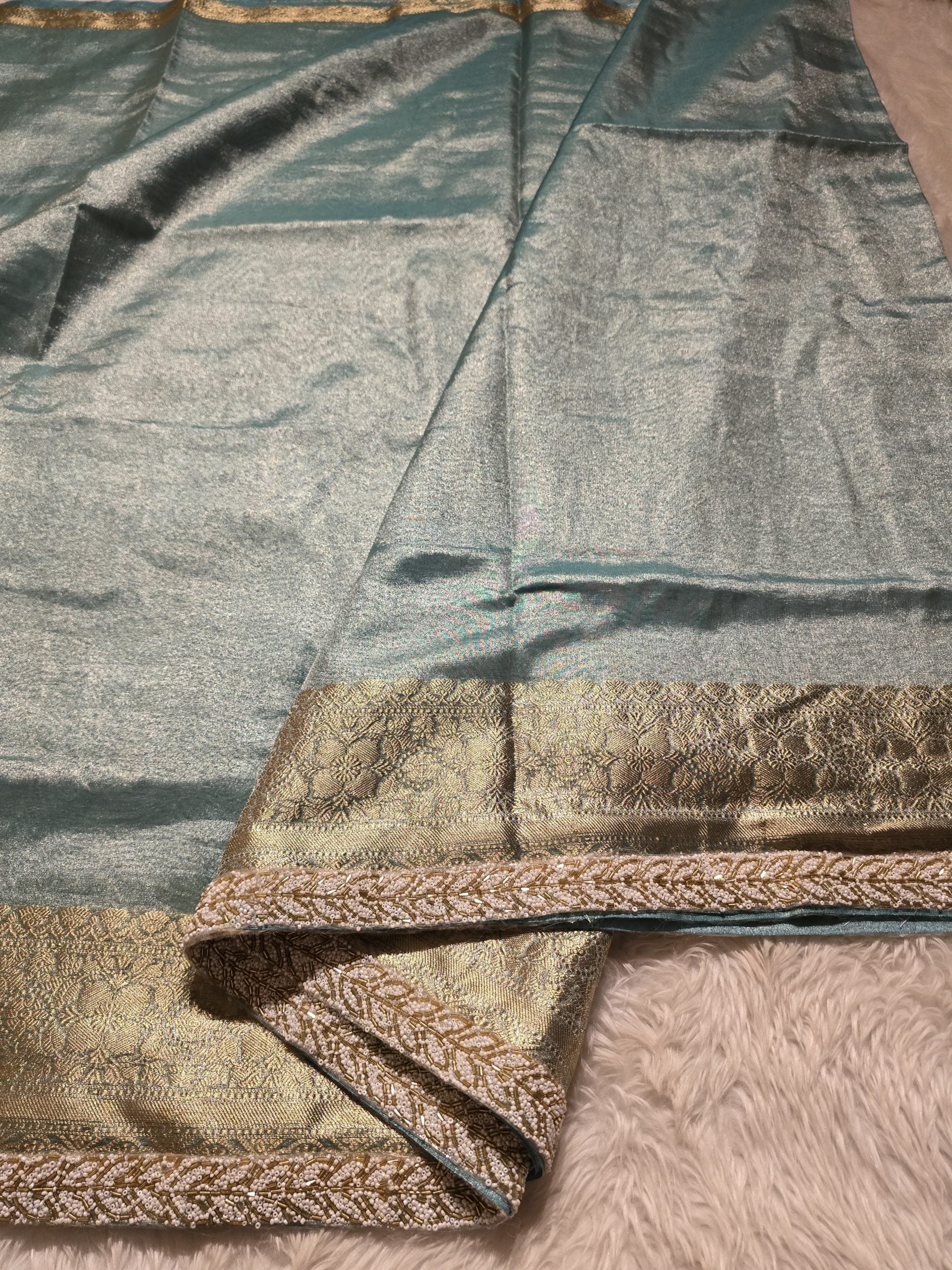 TISSUE BEATS-SKY BLUE SAREE - Image 6