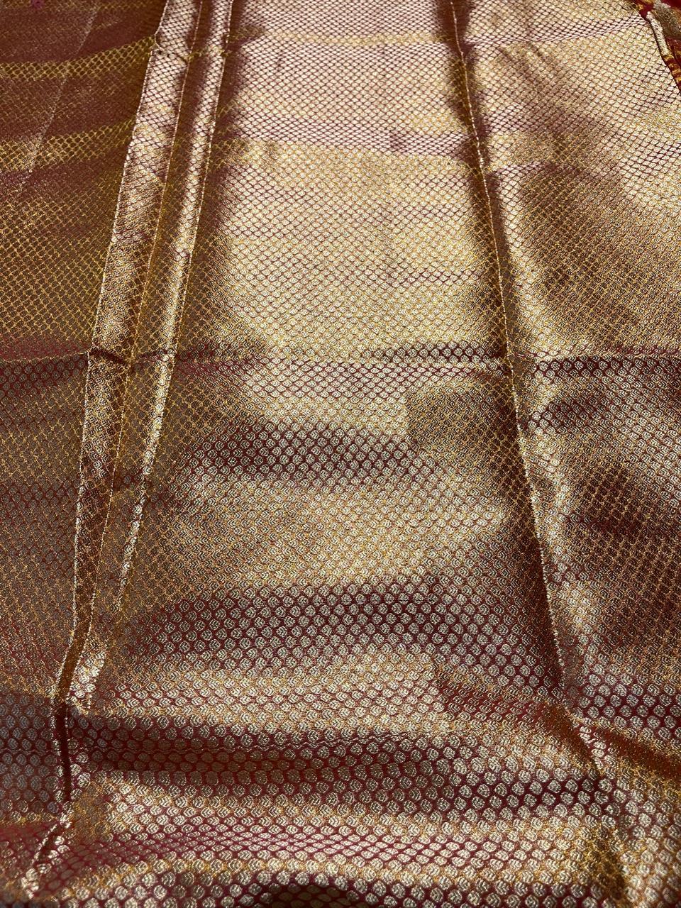 TISSUE JHANVI-RANIPINK DUAL TONE SAREE - Image 7