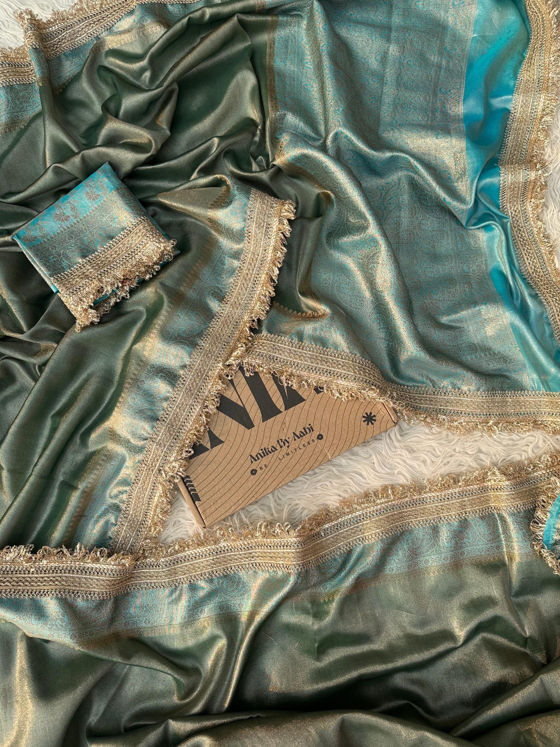 TISSUE LACE -PASTEL BLUE SAREE - Image 3